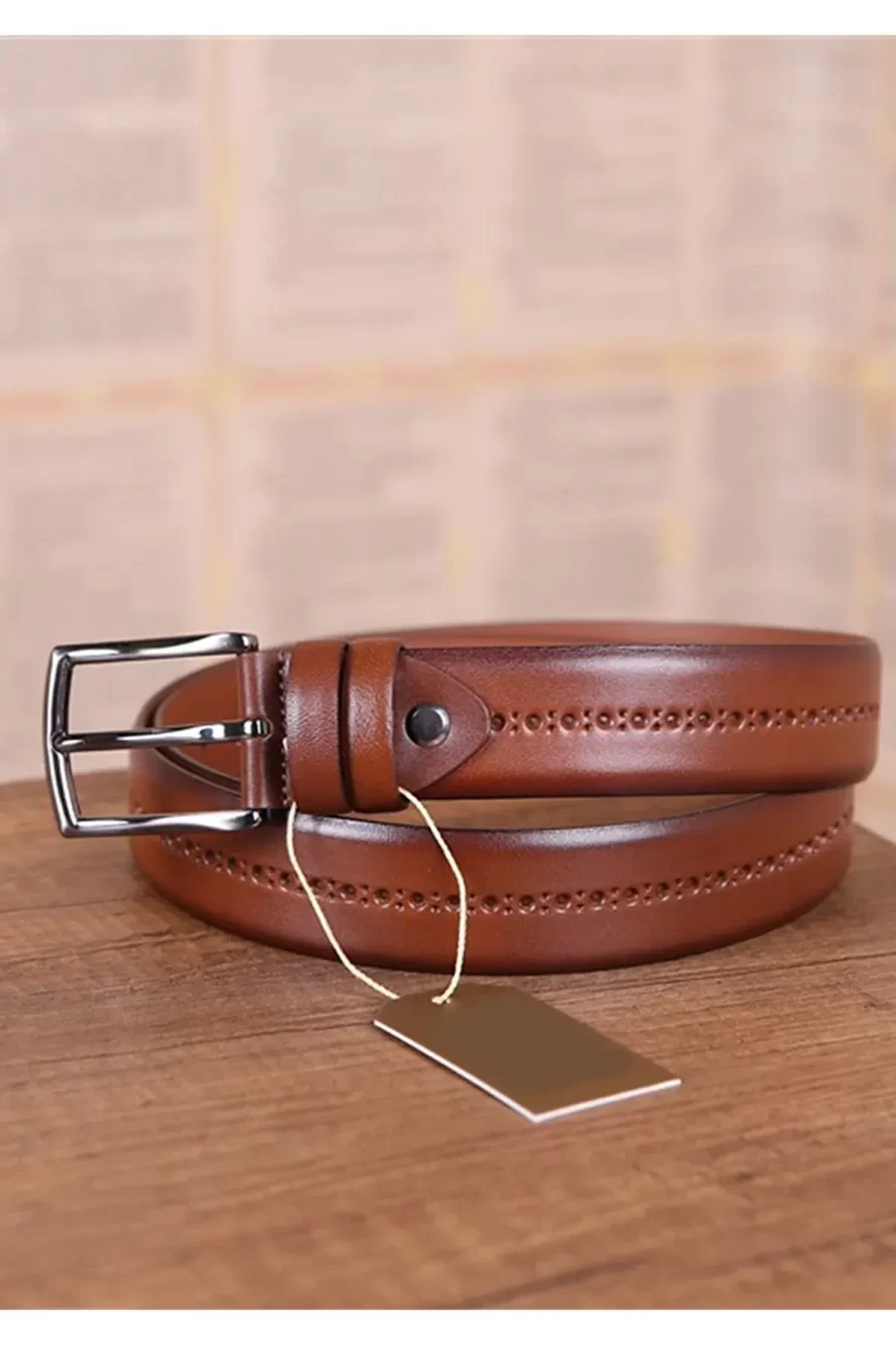 Cognac Gents Leather Belt For Pants KD 006 1 2