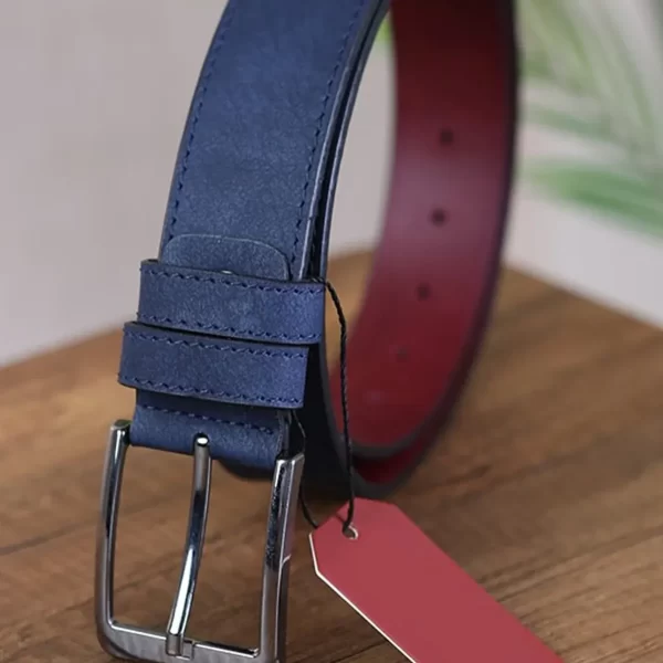 Dark Blue Blue Mens Vegan Belt Nubuck KS 563 2