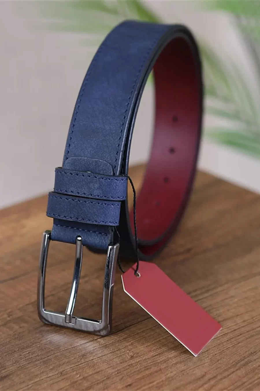 Dark Blue Blue Mens Vegan Belt Nubuck KS 563 2