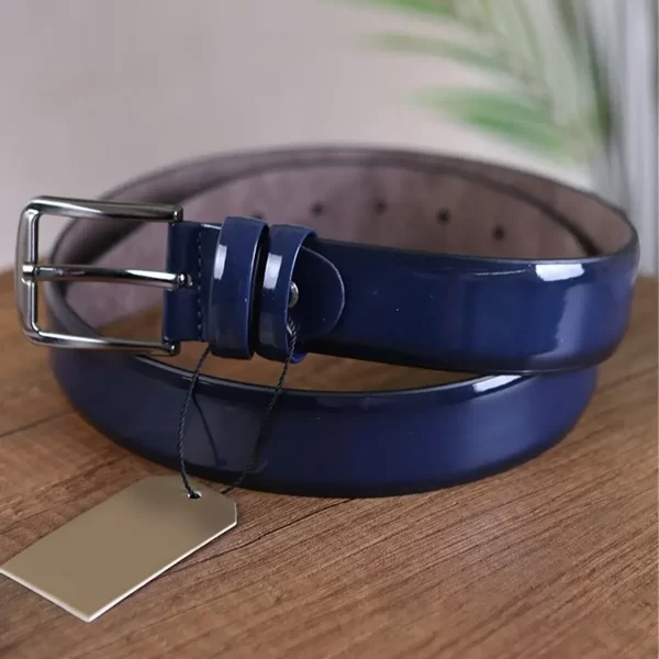 Dark Blue Mens Vegan Belt Patent KS 1000 11 2