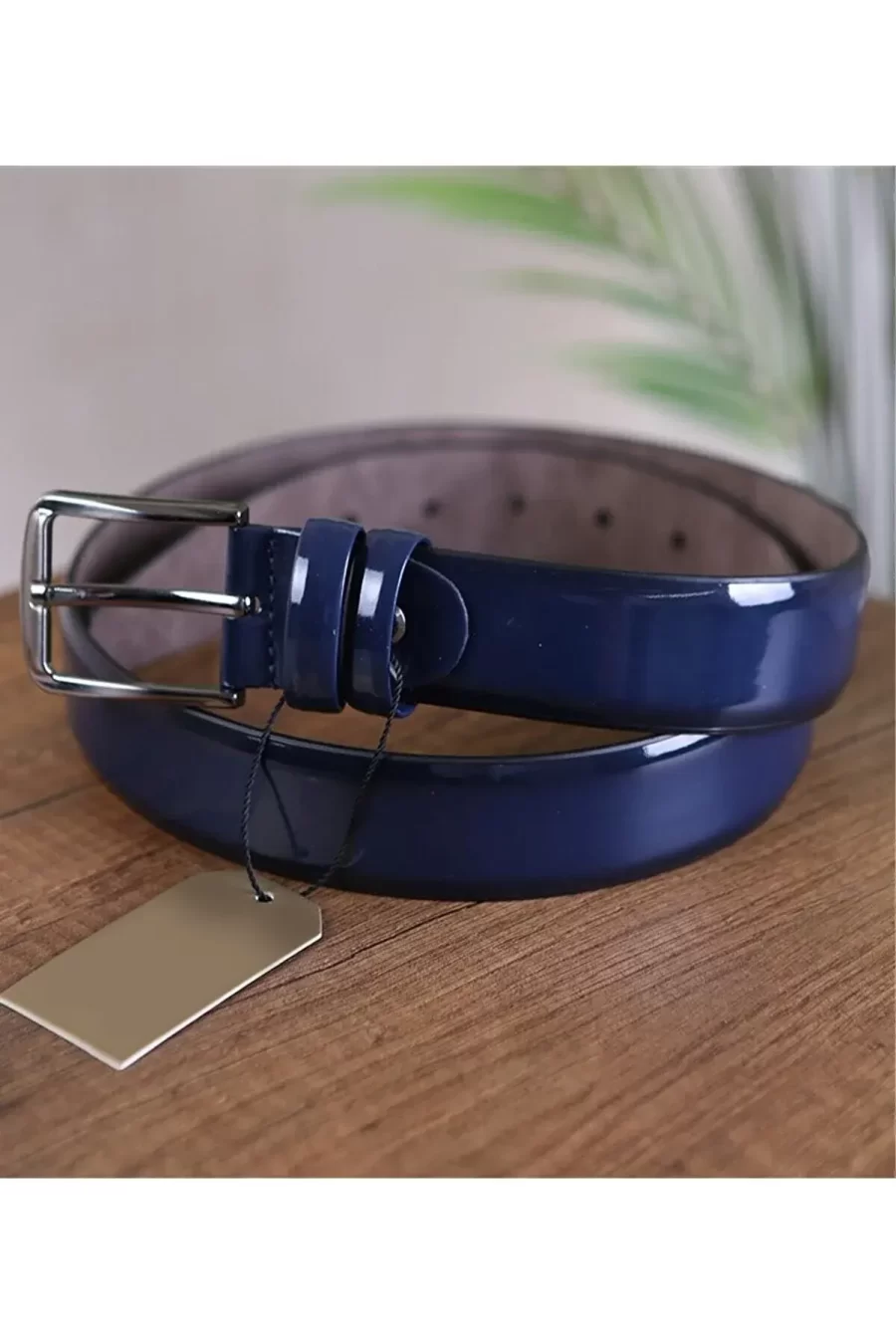 Dark Blue Mens Vegan Belt Patent KS 1000 11 2