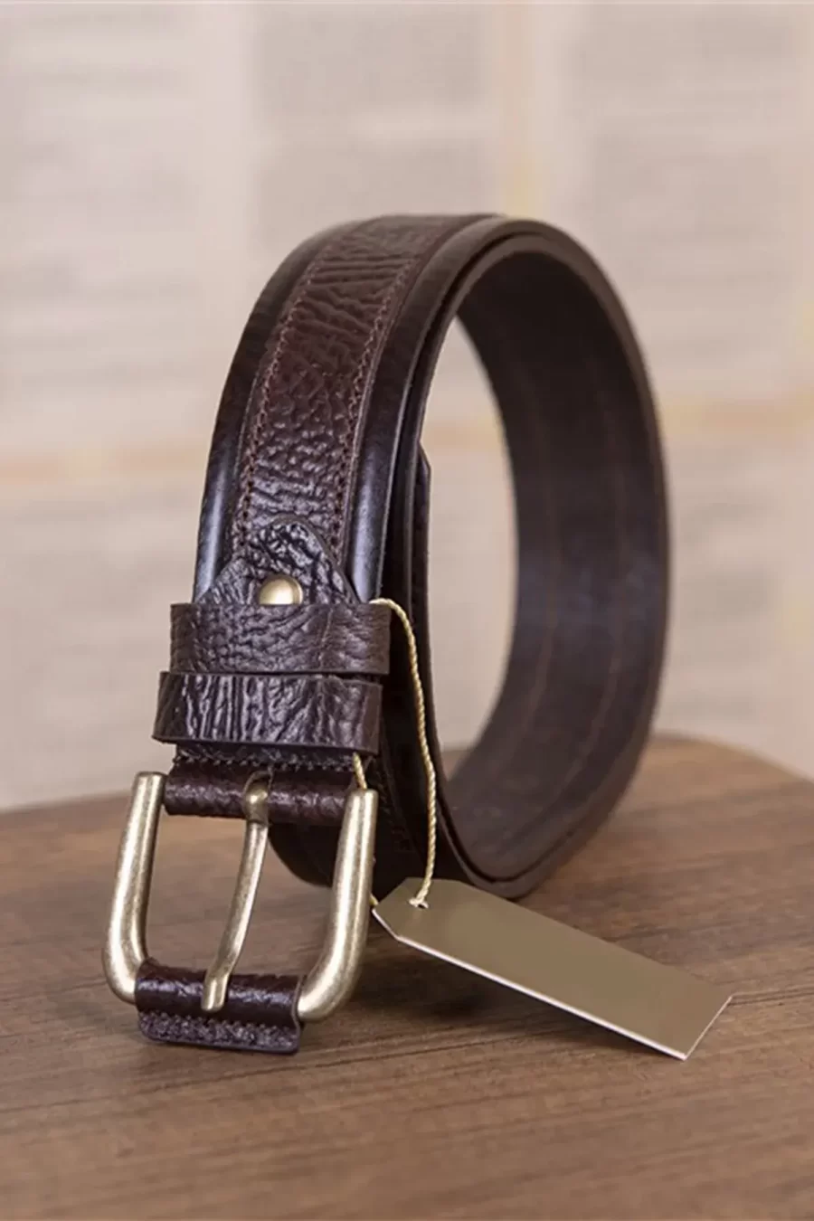 Dark Brown Mens Covered Buckle Belt For Jeans KSV 004 3 3