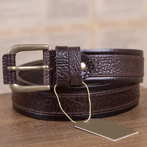 Dark Brown Mens Covered Buckle Belt For Jeans KSV 004 3 4