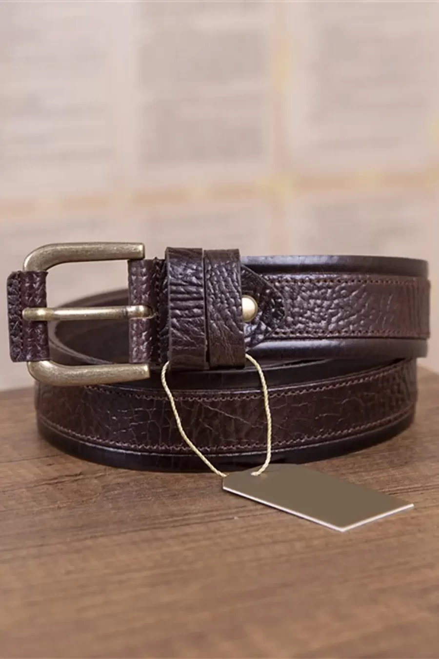 Dark Brown Mens Covered Buckle Belt For Jeans KSV 004 3 4