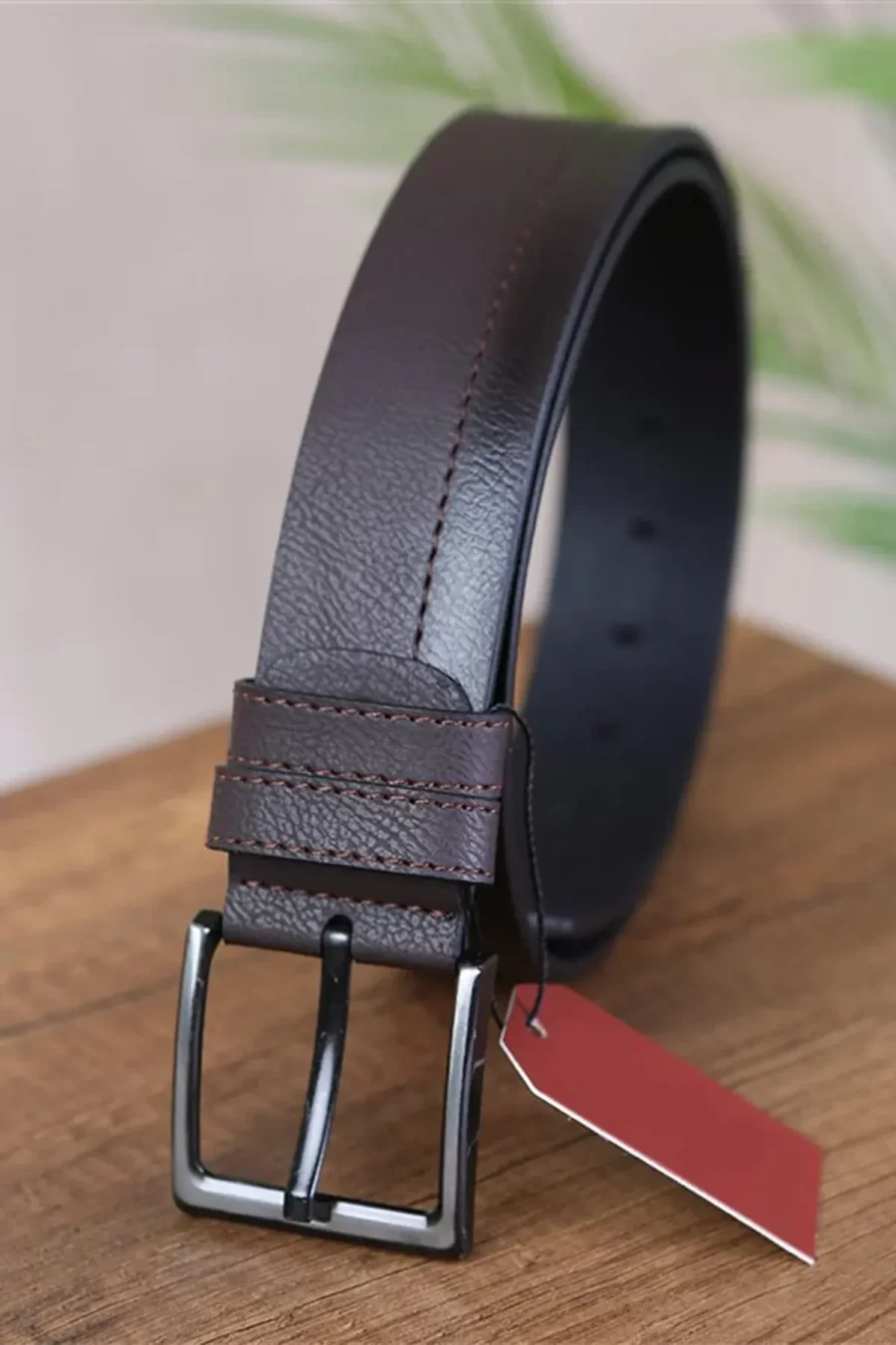 Dark Brown Mens Vegan Belt Casual KSS 102 10 3