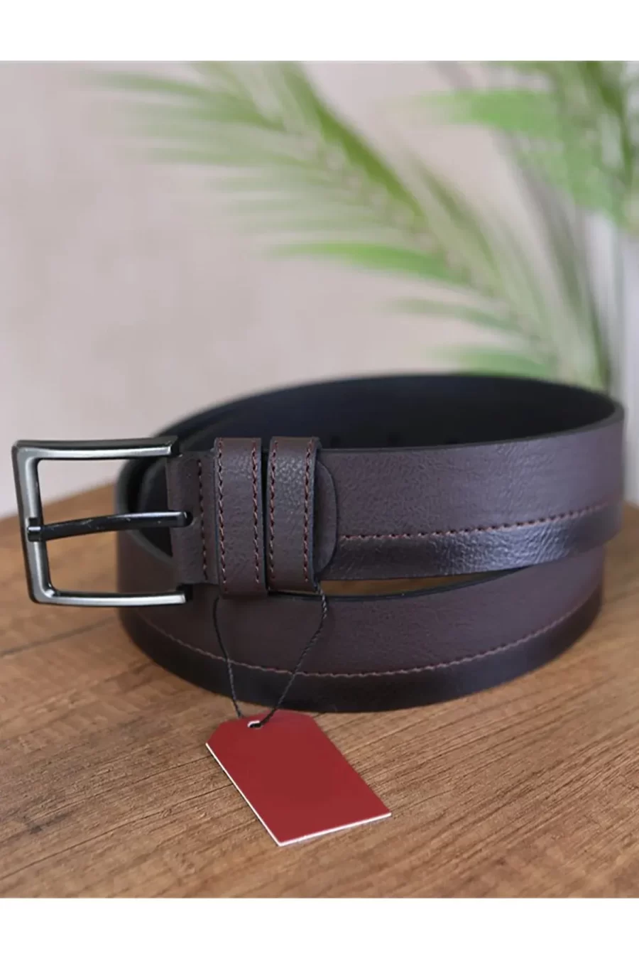 Dark Brown Mens Vegan Belt Casual KSS 102 10 4