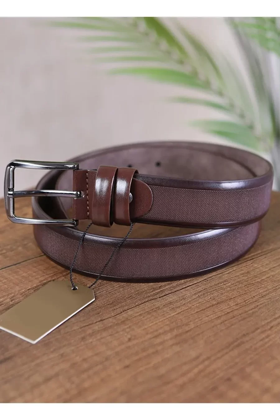 Dark Brown Mens Vegan Belt Laser Cut KS 1004 3 2