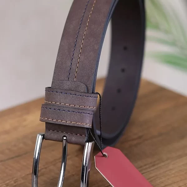 Dark Brown Mens Vegan Belt Nubuck KS 563 4