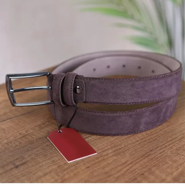 Dark Brown Mens Vegan Leather Belt Suede KS 1014 3 2