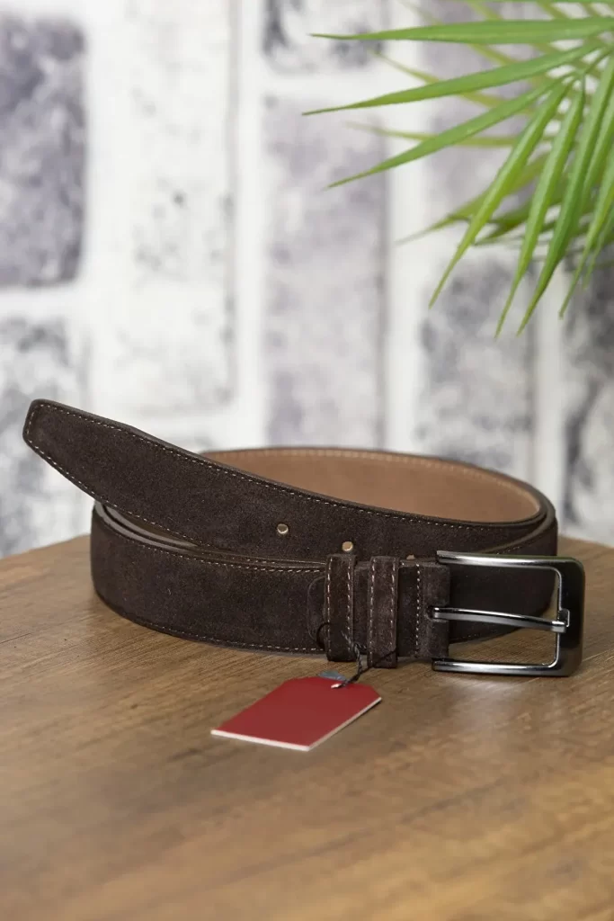 brown leather golf belt