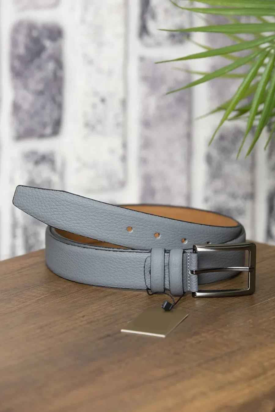 Gray Mens Belt Fashion Soft Calfskin FLOTUR01 4