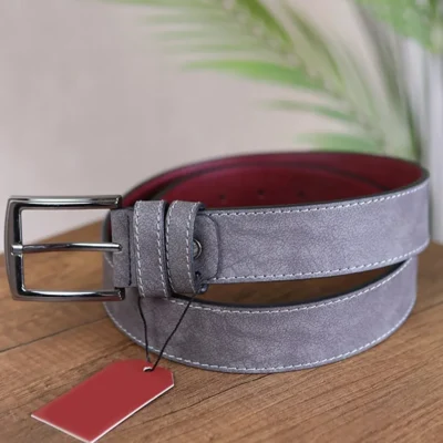Gray Mens Vegan Leather Belt Nubuck KSS 501 13 2