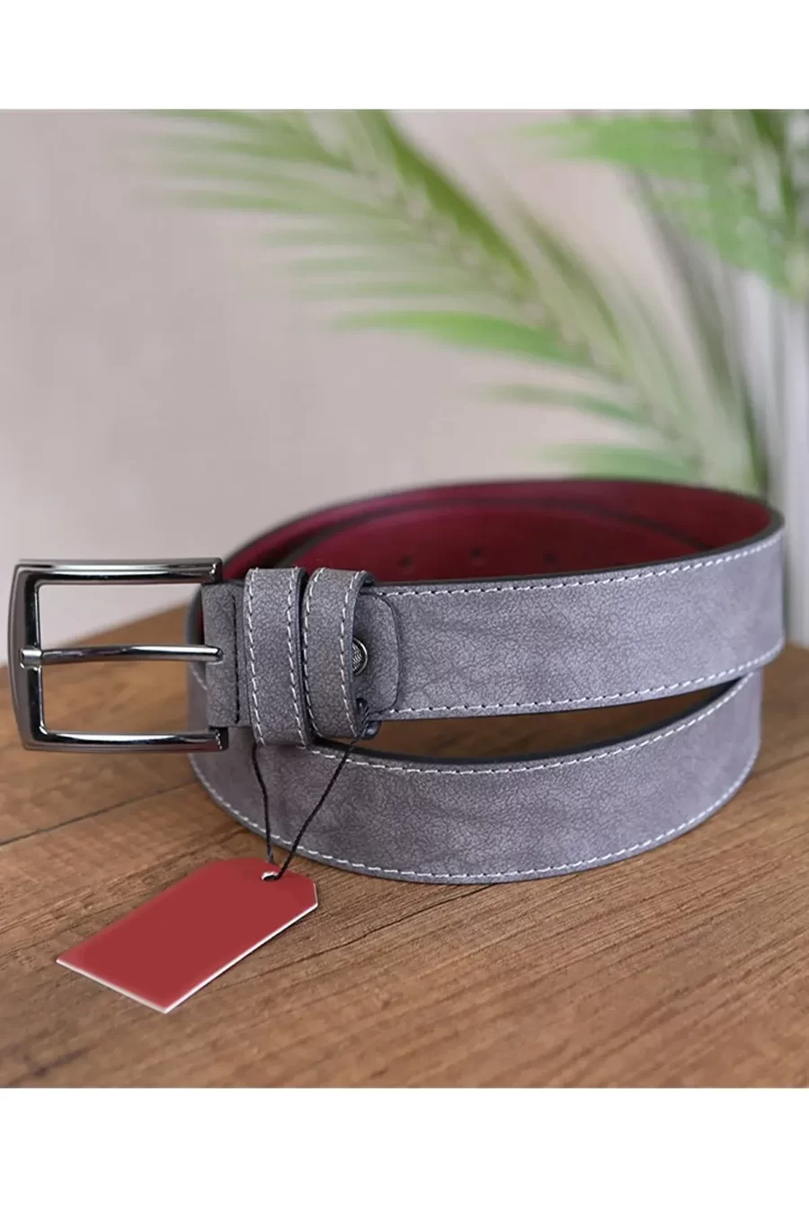 Gray Mens Vegan Leather Belt Nubuck KSS 501 13 2