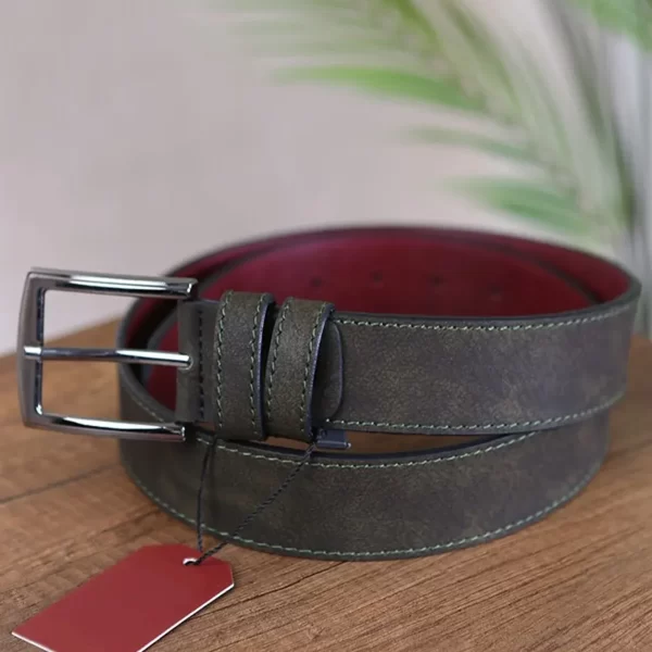 Khaki Green Mens Vegan Belt Nubuck KSS 501 10 2