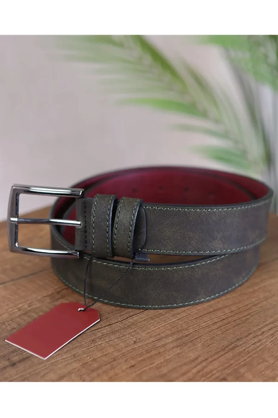 Khaki Green Mens Vegan Belt Nubuck KSS 501 10 2