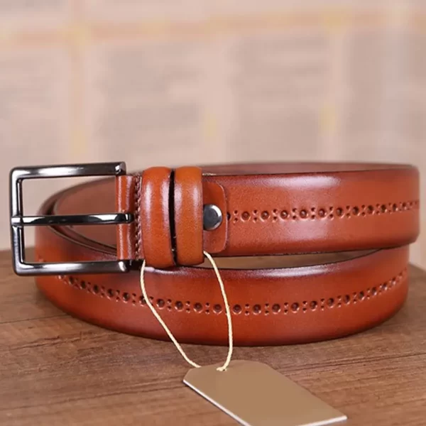 Light Brown Mens Belt Dotted Line Designer KD 006 1 4