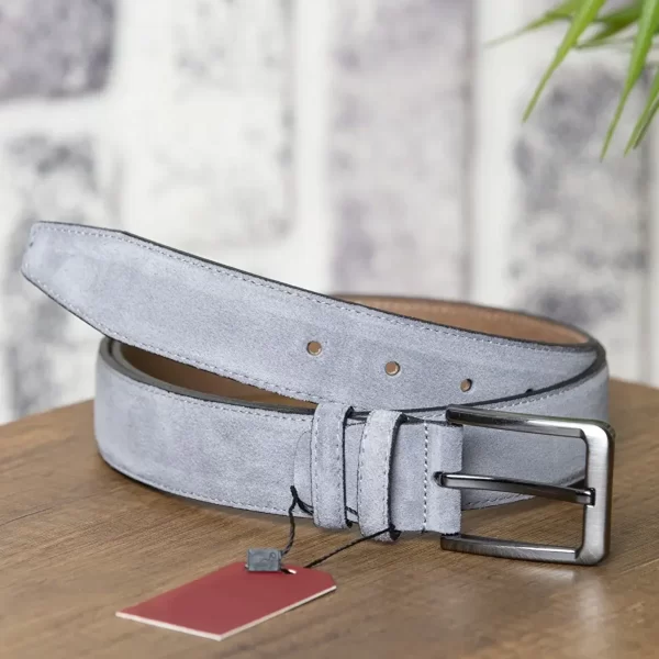 Light Grey Suede Mens Golf Belt SUET01 18