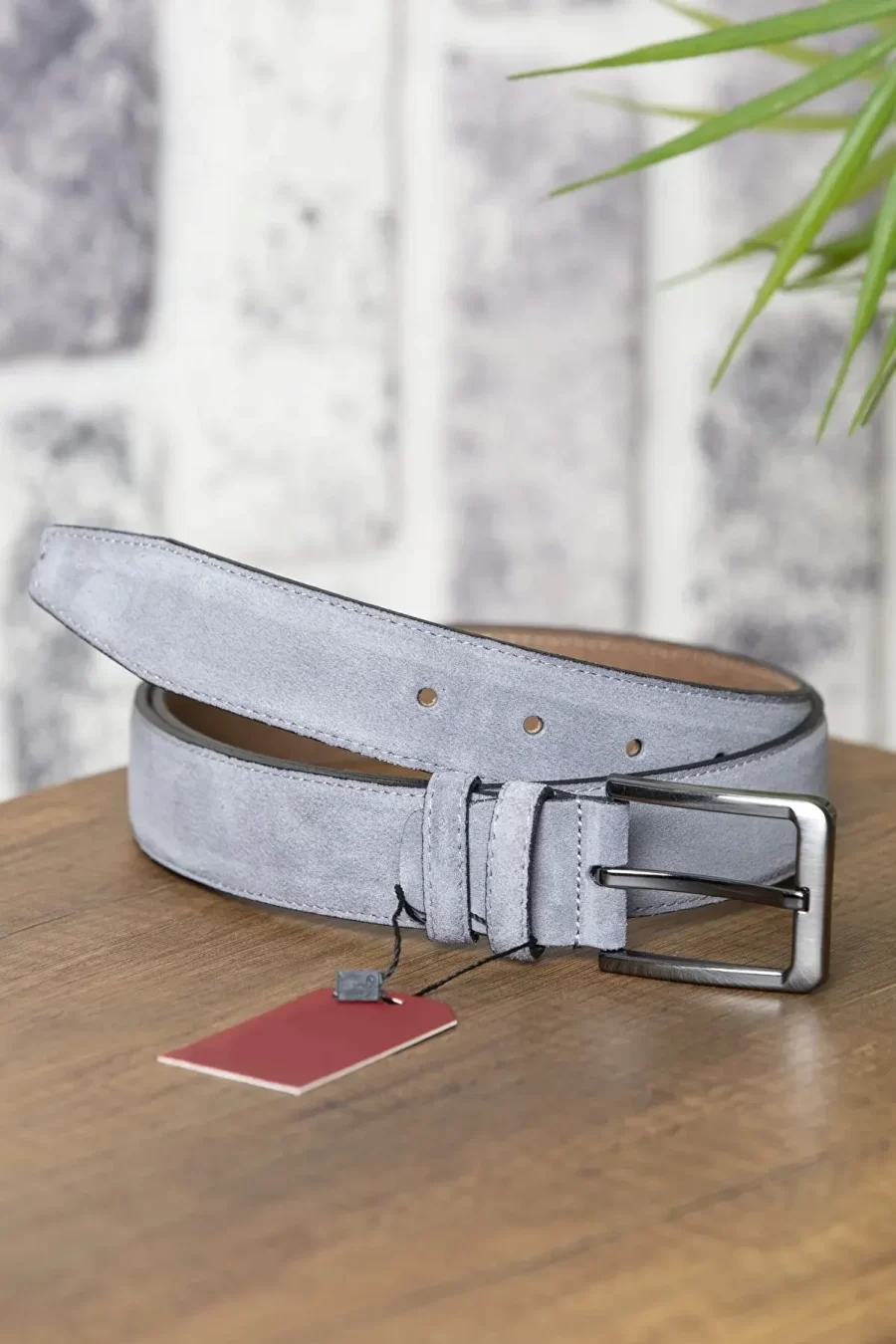 Light Grey Suede Mens Golf Belt SUET01 18