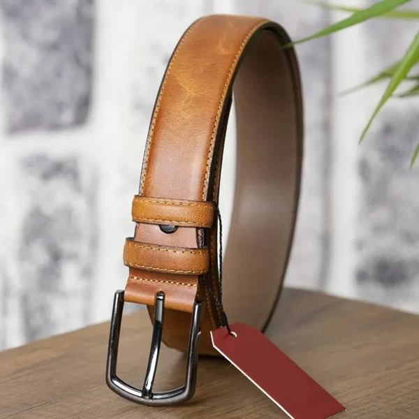 Light Tan Gents Leather Belt Fashion GRAYZ01 1