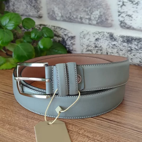 Mens Light Blue Leather Belt Casual KK 1 3