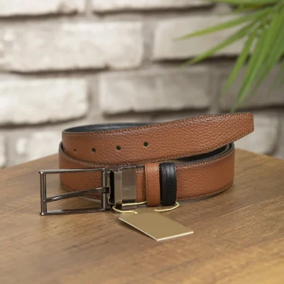 Mens Reversible Belt Black Tan Dress CIFT1 6
