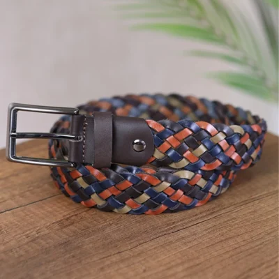 Multicolor Mens Braided Golf Belt 4 0 Cm Leather KDO 100 2 10