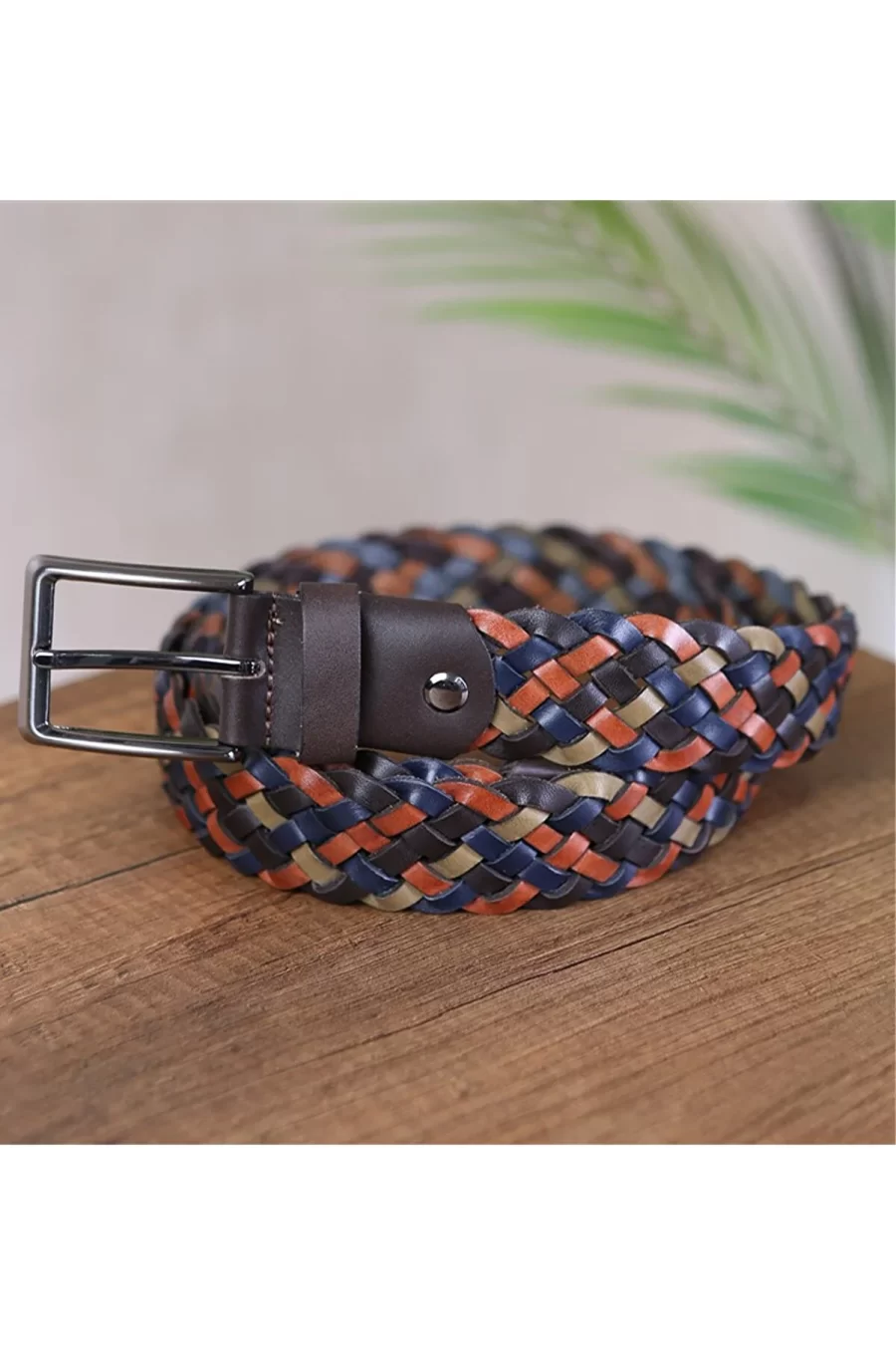 Buy Multicolor Mens Braided Golf Belt 4.0 Cm Leather ...