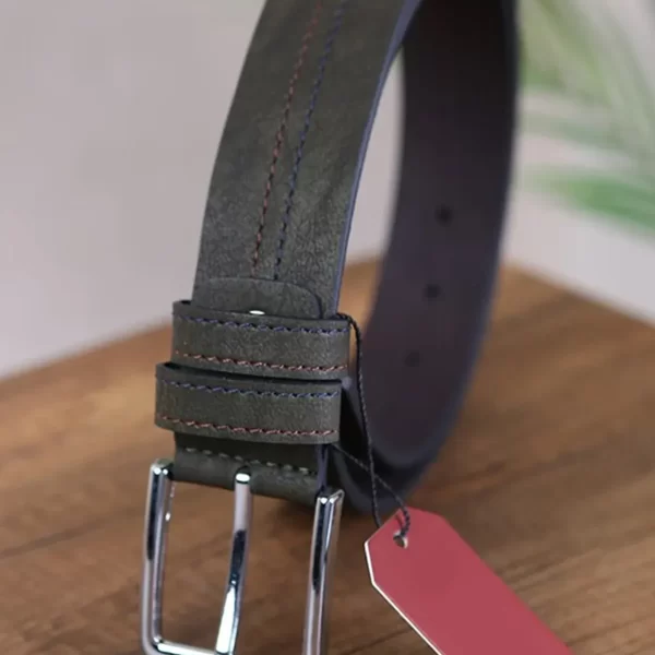 Olive Green Mens Vegan Belt Nubuck KS 563 8