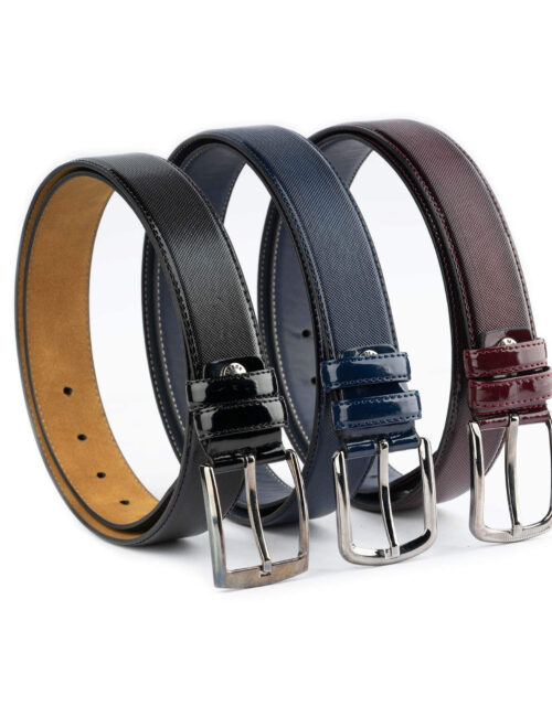 Hi-Tie Mens Leather Belt All Colors With Gold Black Buckles