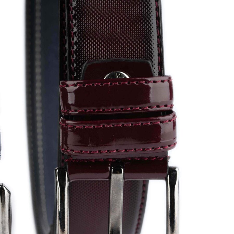 Patent Vegan Belts 3 Piece Set For Men Black Blue Burgundy 4