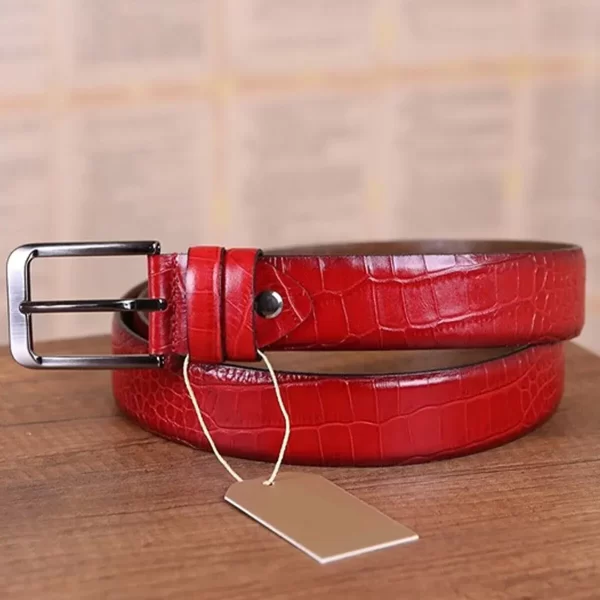 Red Crocodile Print Mens Belt Casual KR 501 10 21