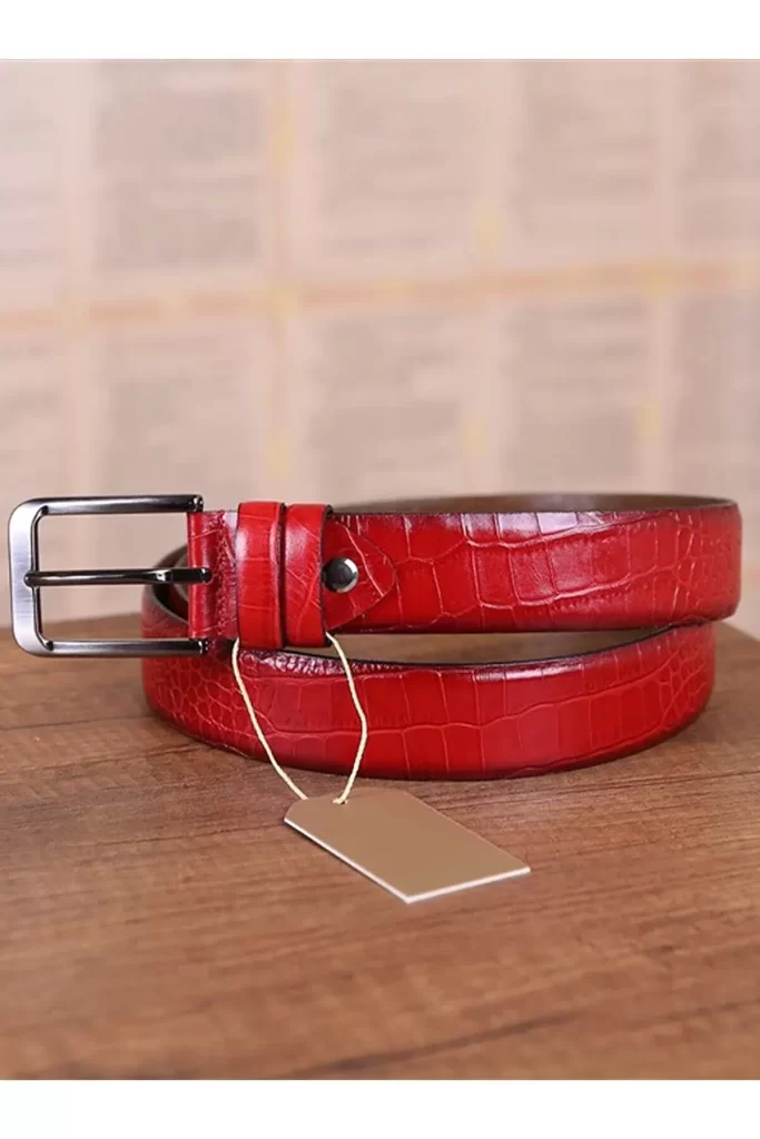 メンズ trendt vision Croco Belt Red size s