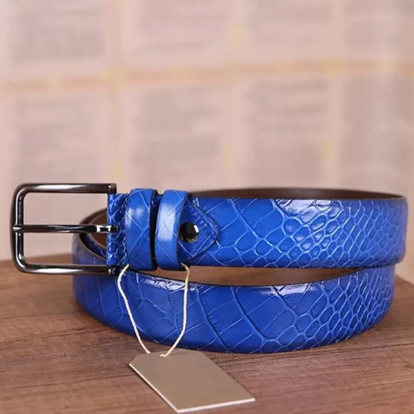 Royal Blue Crocodile Print Mens Belt Casual KR 501 10 8