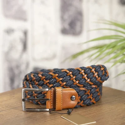 Tan Black Mens Braided Golf Belt 4 0 Cm LeatherKDO 100 2 8