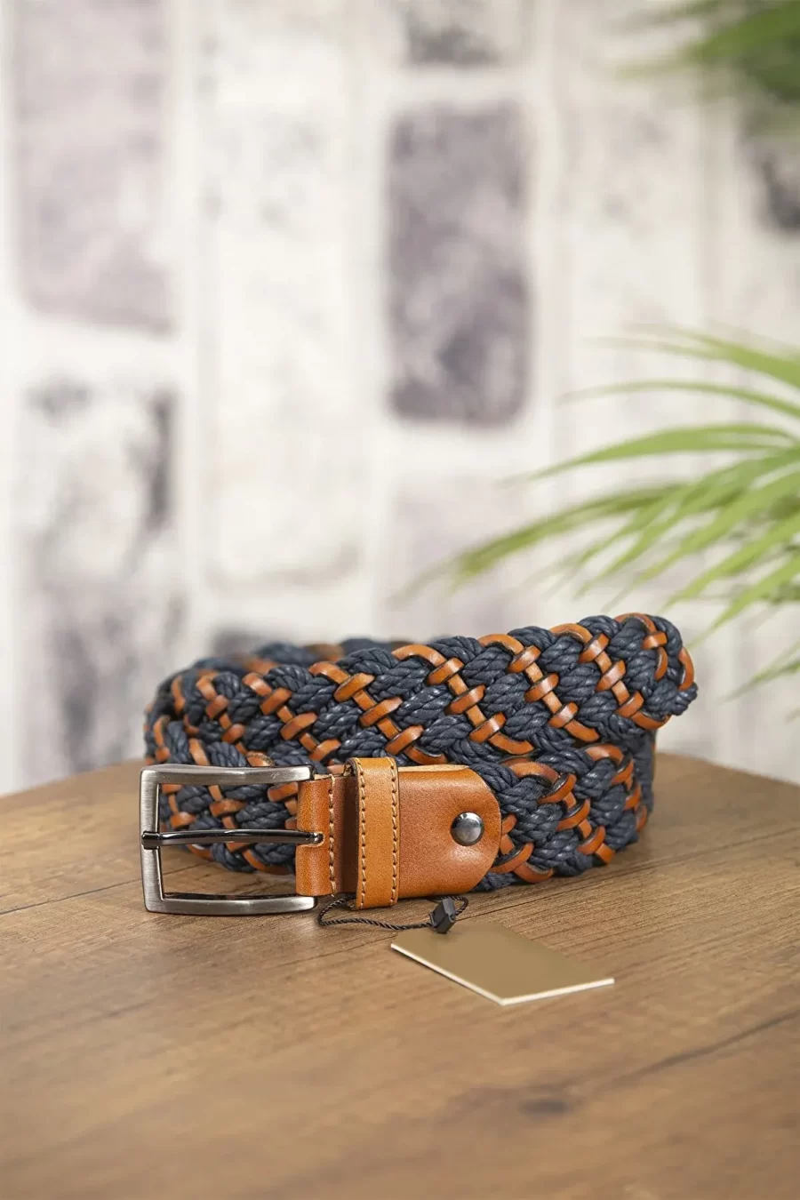 Tan Black Mens Braided Golf Belt 4 0 Cm LeatherKDO 100 2 8