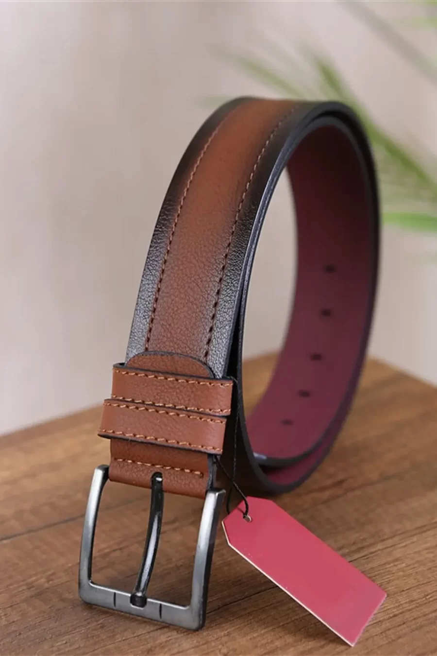 Tan Brown Mens Vegan Belt Two ColorKSS 109 2 1