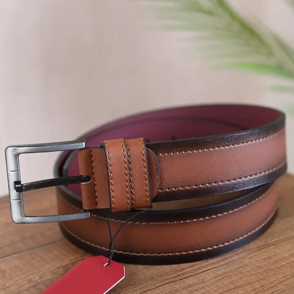 Tan Brown Mens Vegan Belt Two ColorKSS 109 2 2