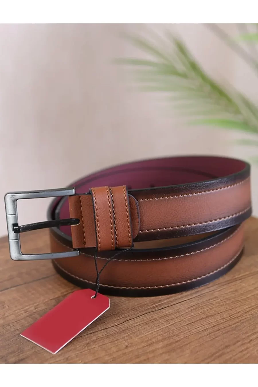 Tan Brown Mens Vegan Belt Two ColorKSS 109 2 2