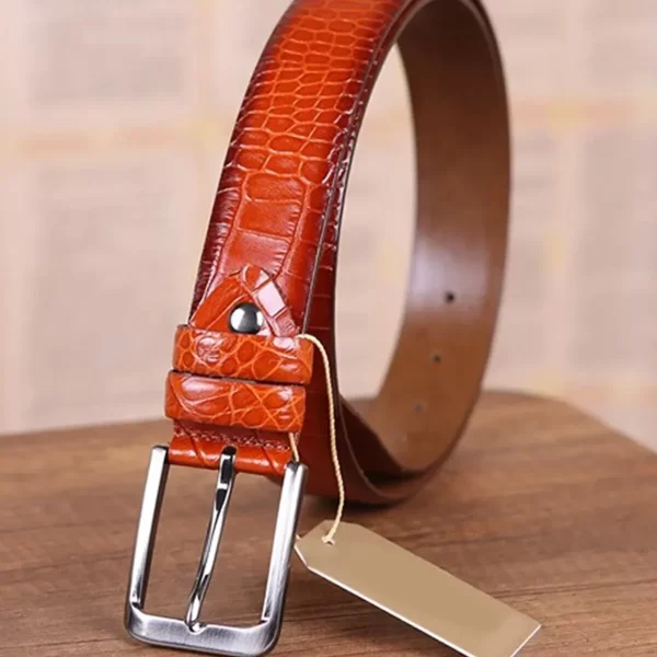 Tan Crocodile Print Mens Belt Casual KR 501 10 15