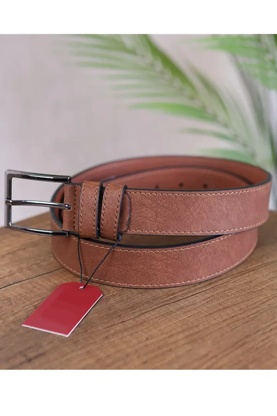 Tan Mens Vegan Belt Nubuck KSS 501 2 2