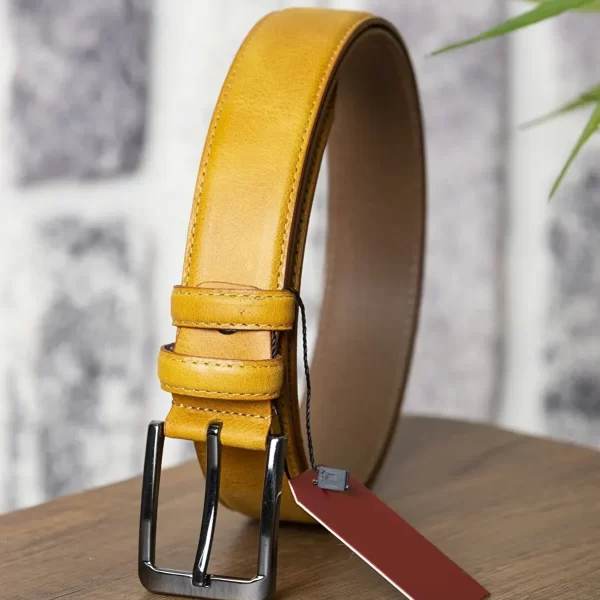 Yellow Gents Leather Belt Fashion GRAYZ01 2