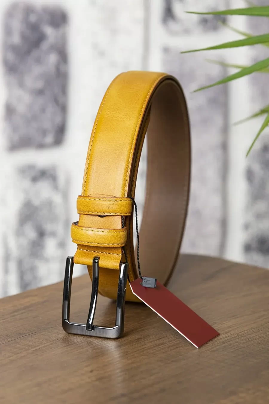 Yellow Gents Leather Belt Fashion GRAYZ01 2