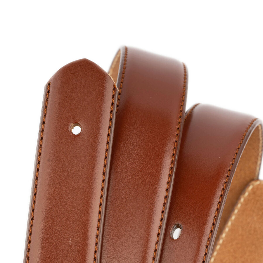 belt straps without buckle medium brown leather 2