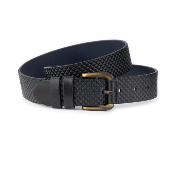 best golf belt dark blue check leather coated buckle 1 03 31072024 38 CHECBELTBROW