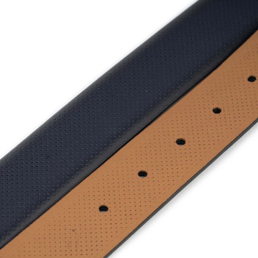 blue golf belt mens perforated leather 3