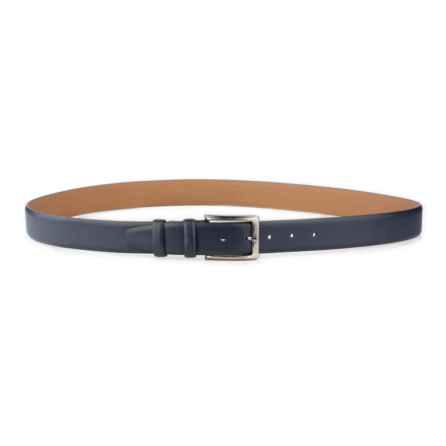 blue golf belt mens perforated leather 4