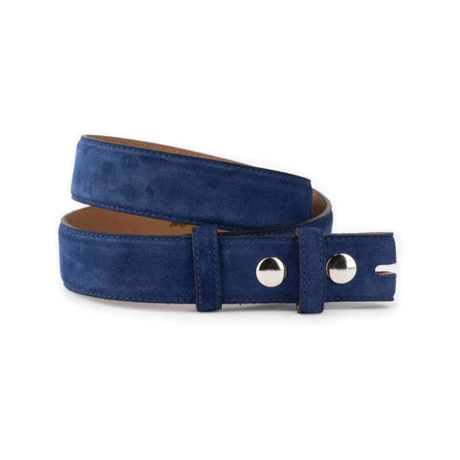 blue suede belt strap for custom buckles with snaps 1 07 31072024 35 SUEDSNAPBLUE