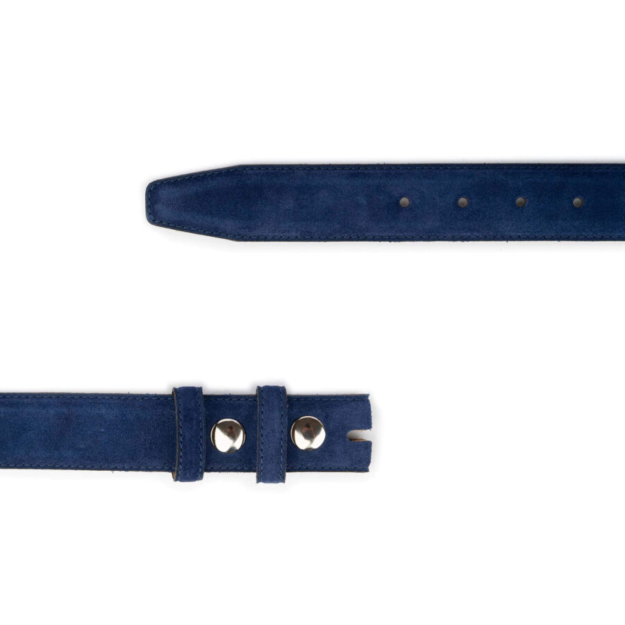 blue suede belt strap for custom buckles with snaps 2