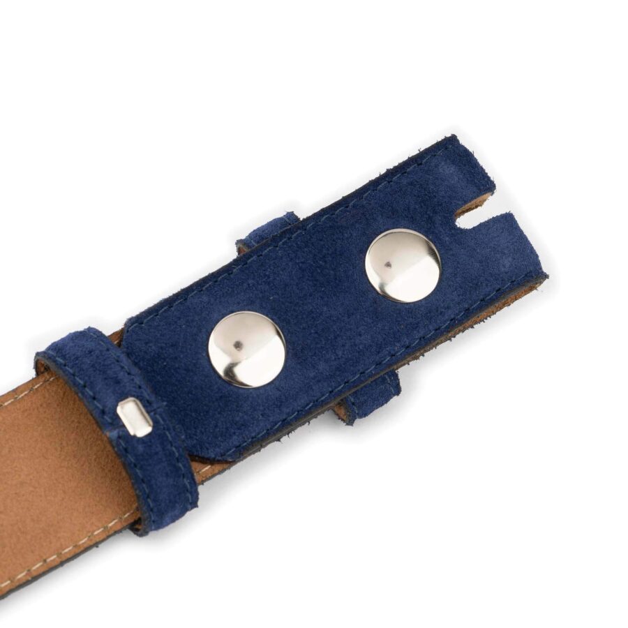 blue suede belt strap for custom buckles with snaps 3