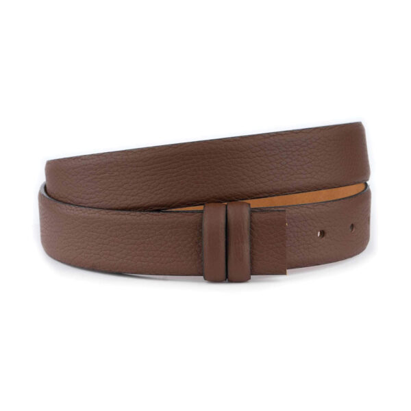 brown leather belt strap adjustable for clamp buckles 1 05 30072024 35 PEBBCUTBROW